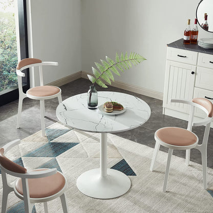 Table à manger ronde blanche avec pied piédestal