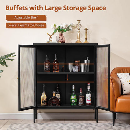 Buffet de rangement avec porte en verre mat