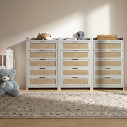 Commode en rotin Savanna, 5 tiroirs 