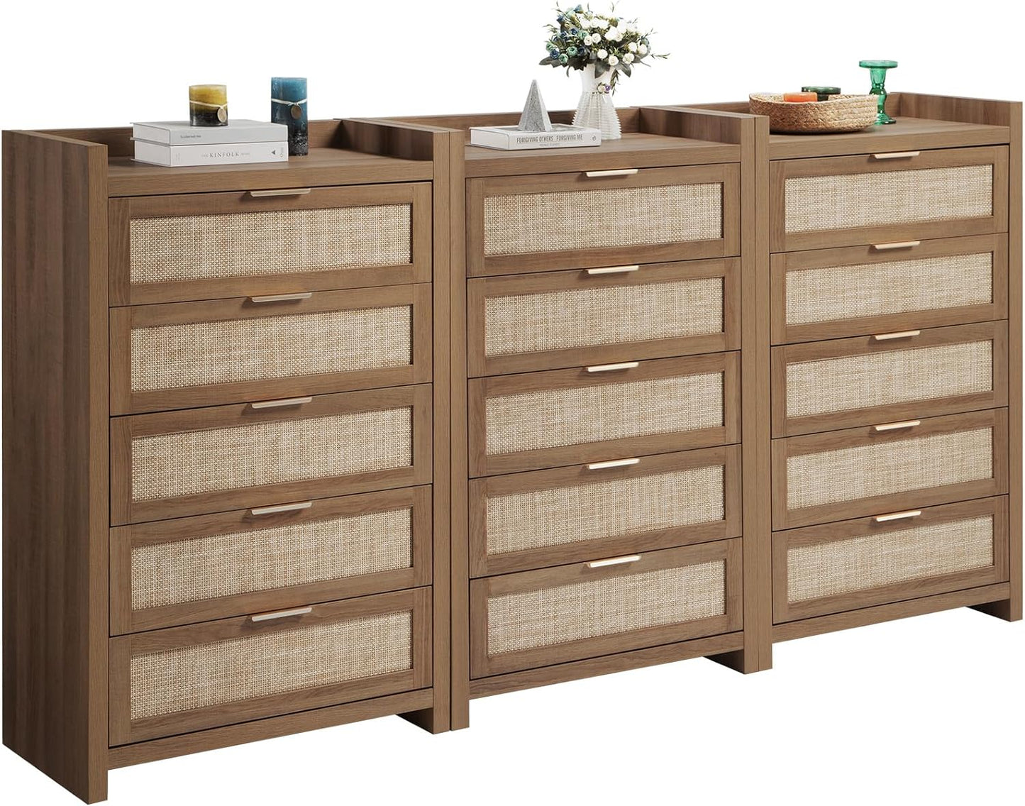 Commode en rotin Savanna, 5 tiroirs 