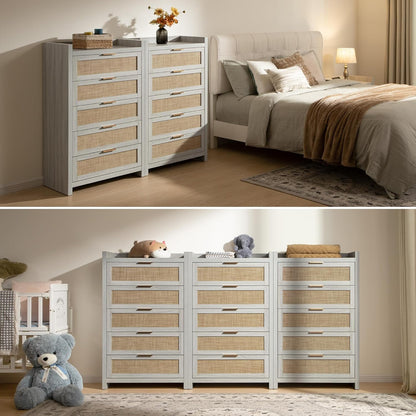 Commode en rotin Savanna, 5 tiroirs 