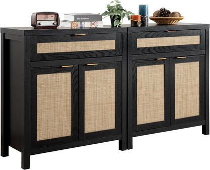 Buffet Savanna noir avec tiroirs