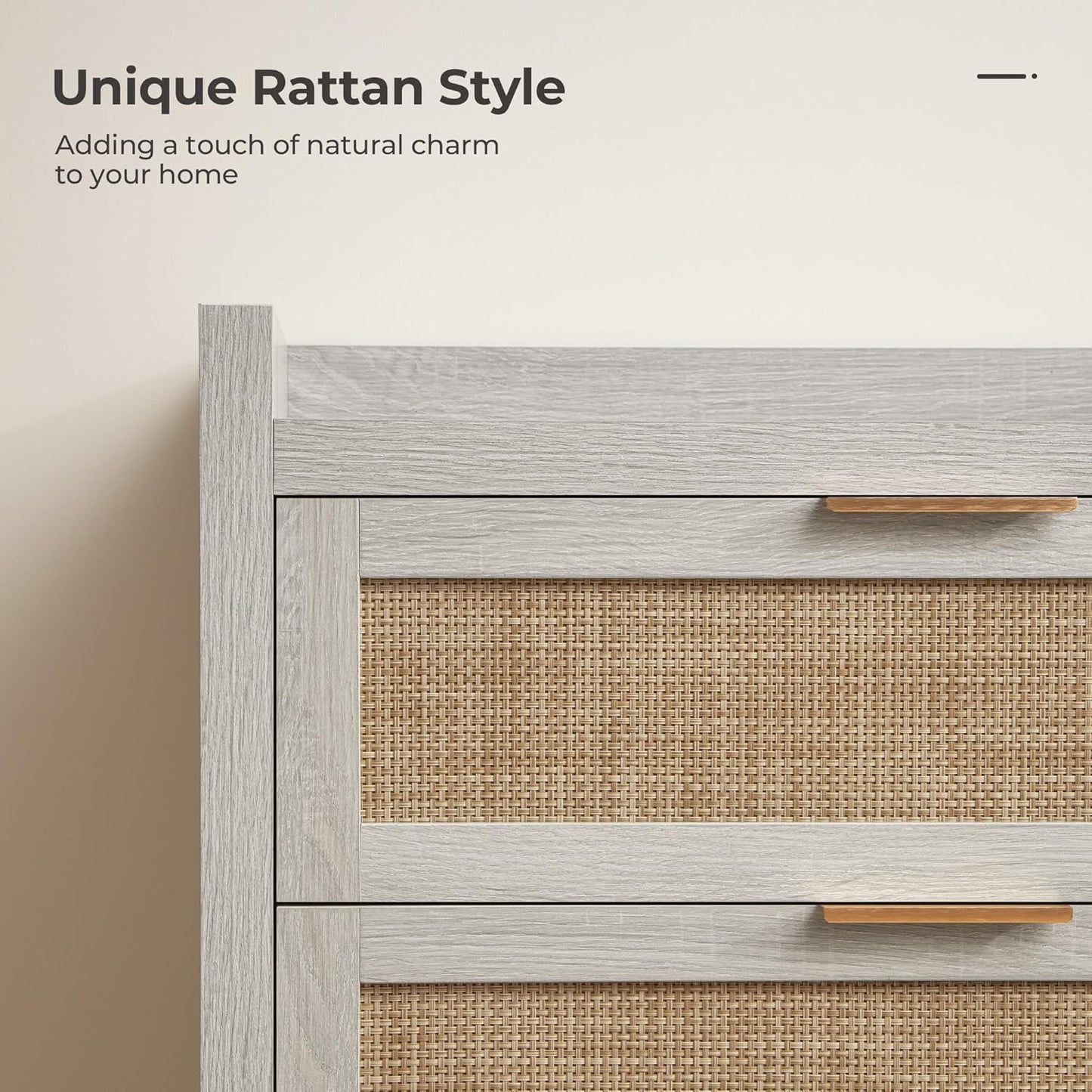 Commode en rotin Savanna, 5 tiroirs 