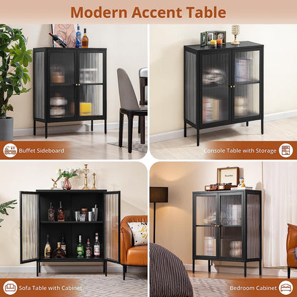 Buffet de rangement avec porte en verre mat