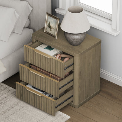 Commode Cas 3 tiroirs, poignée dorée 