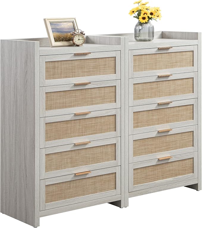 Commode en rotin Savanna, 5 tiroirs 