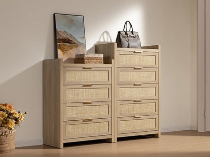 Commode en rotin Savanna, 5 tiroirs 