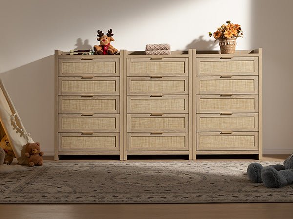 Commode en rotin Savanna, 5 tiroirs 