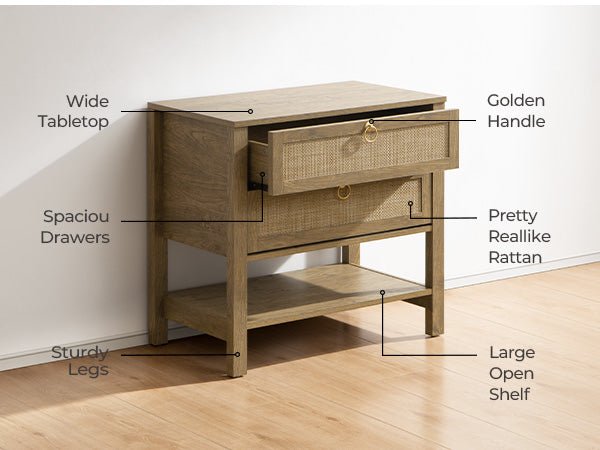 Grande table de chevet Terra, hauteur 25,6 pouces 