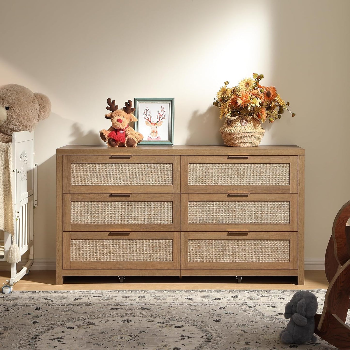 Ensemble commode 6 tiroirs, armoire et table de chevet 3 tiroirs Savanna 