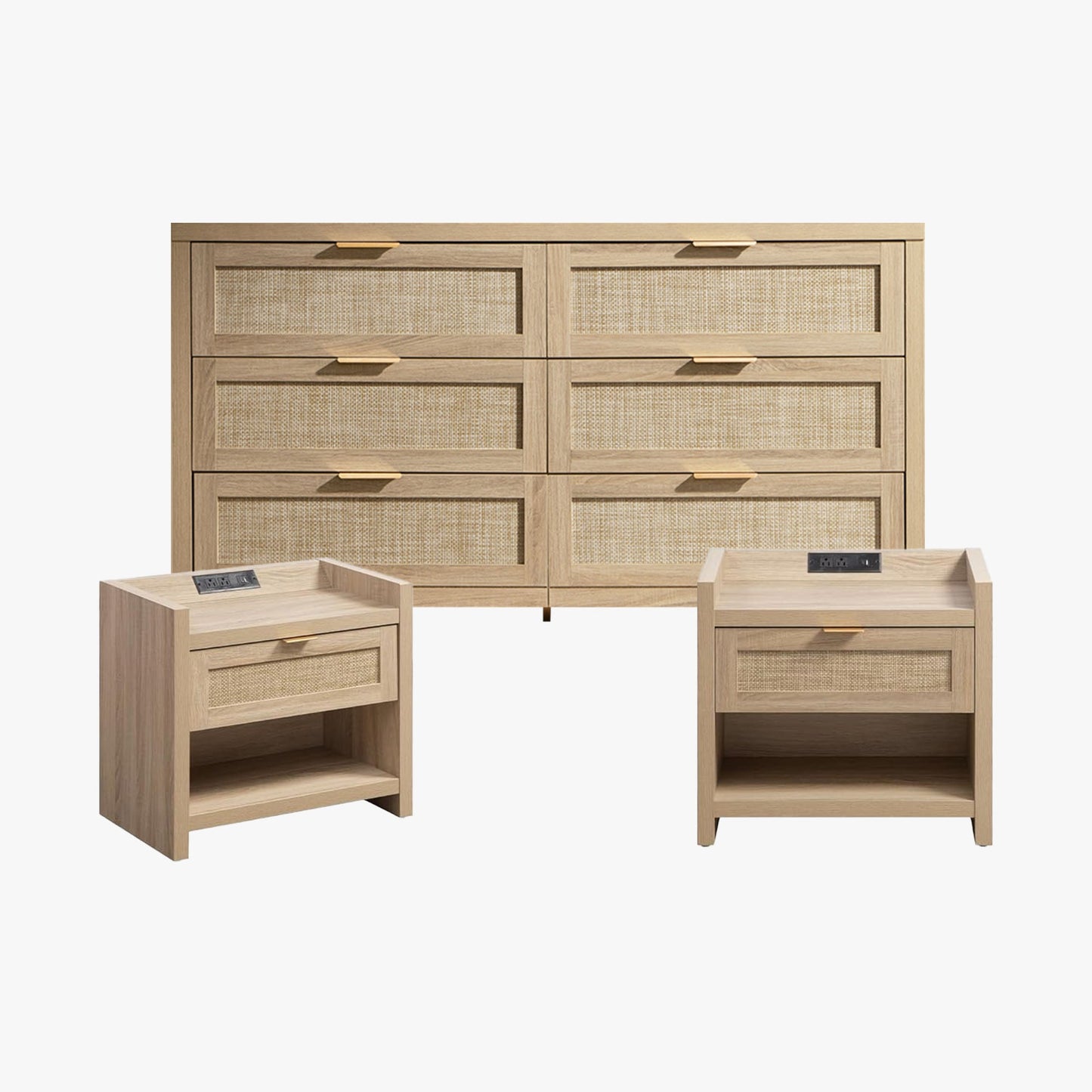 Ensemble table de chevet et commode à 6 tiroirs Savanna 