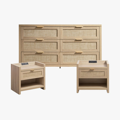 Ensemble table de chevet et commode à 6 tiroirs Savanna 
