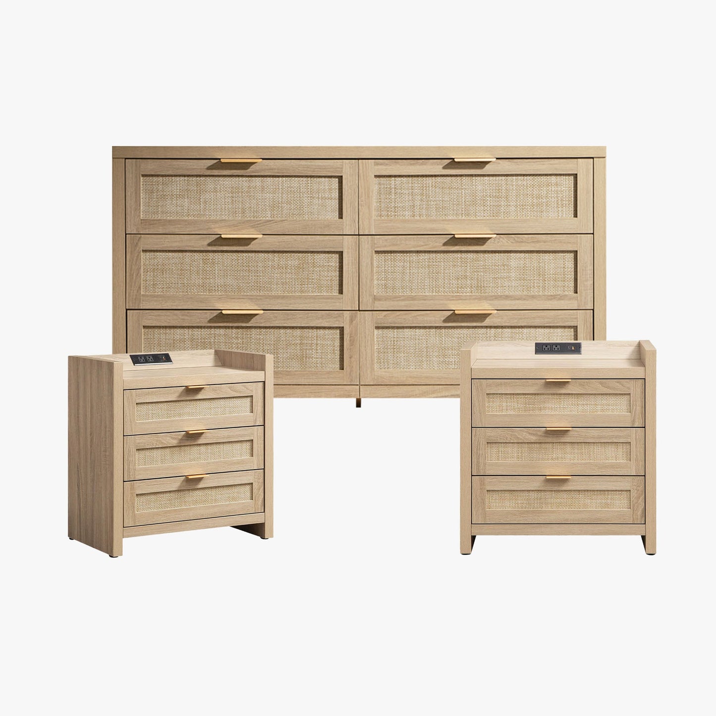 Ensemble commode et table de chevet Savanna à 6 tiroirs 