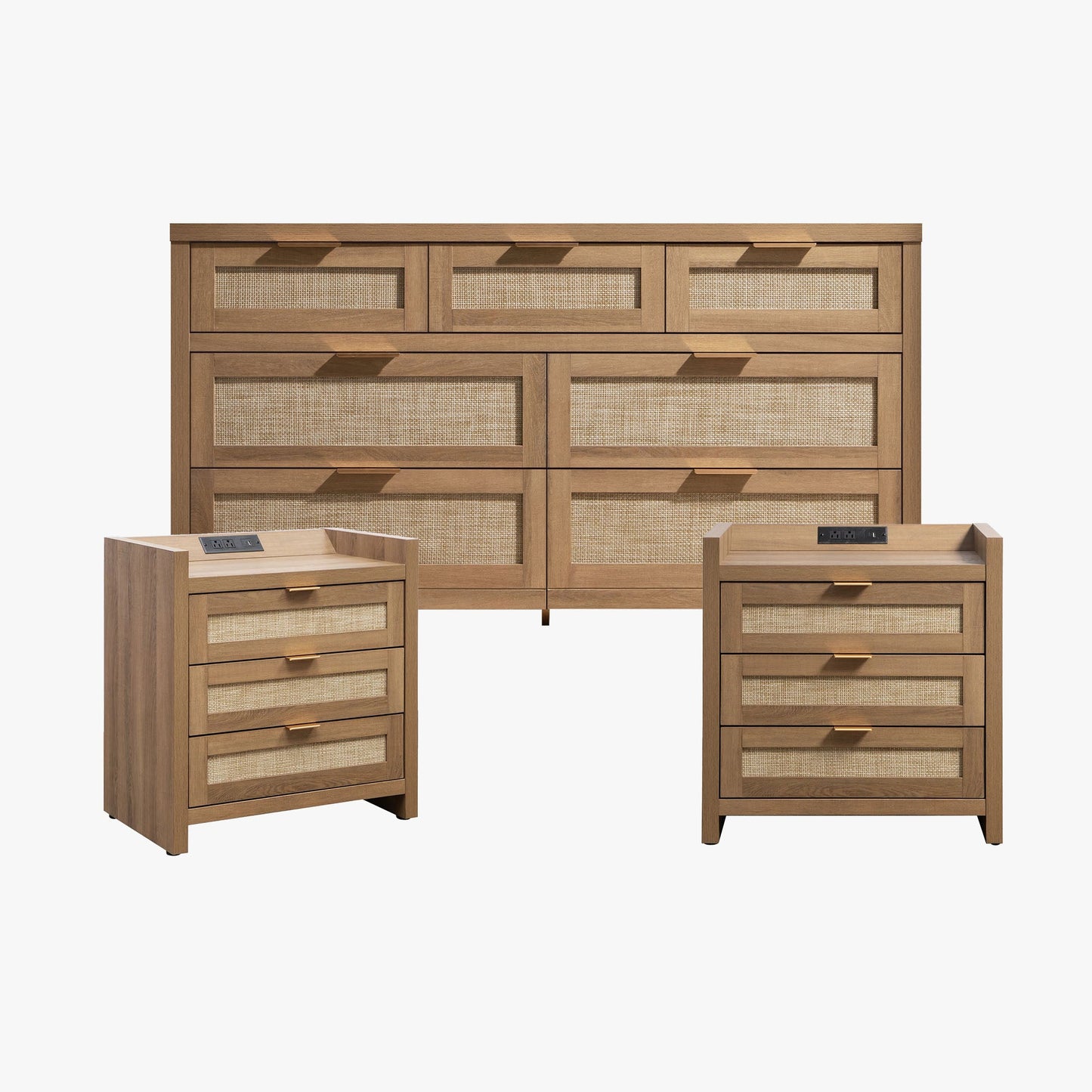 Ensemble commode et table de chevet Savanna à 7 tiroirs 