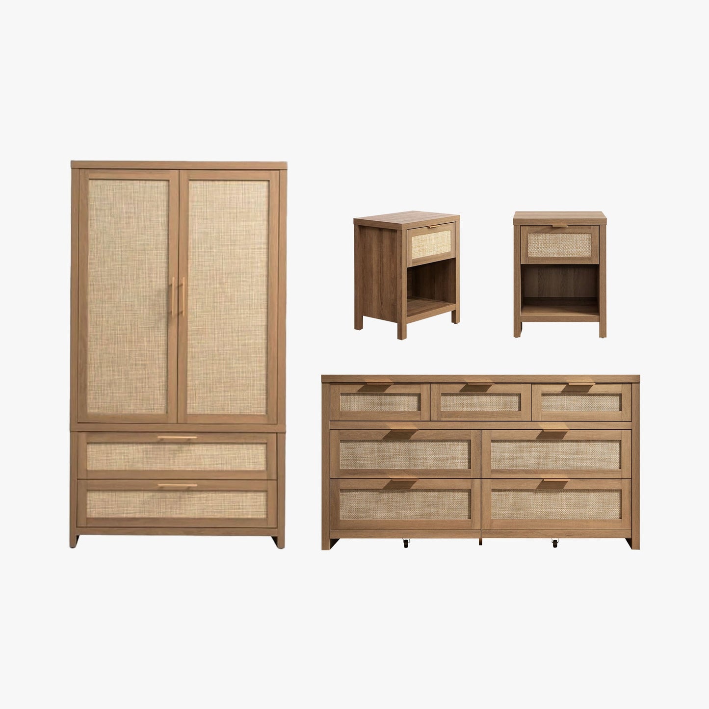 Ensemble de penderie, commode et table de chevet Savanna 