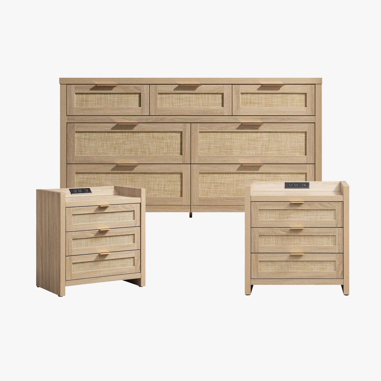 Ensemble commode et table de chevet Savanna à 7 tiroirs 