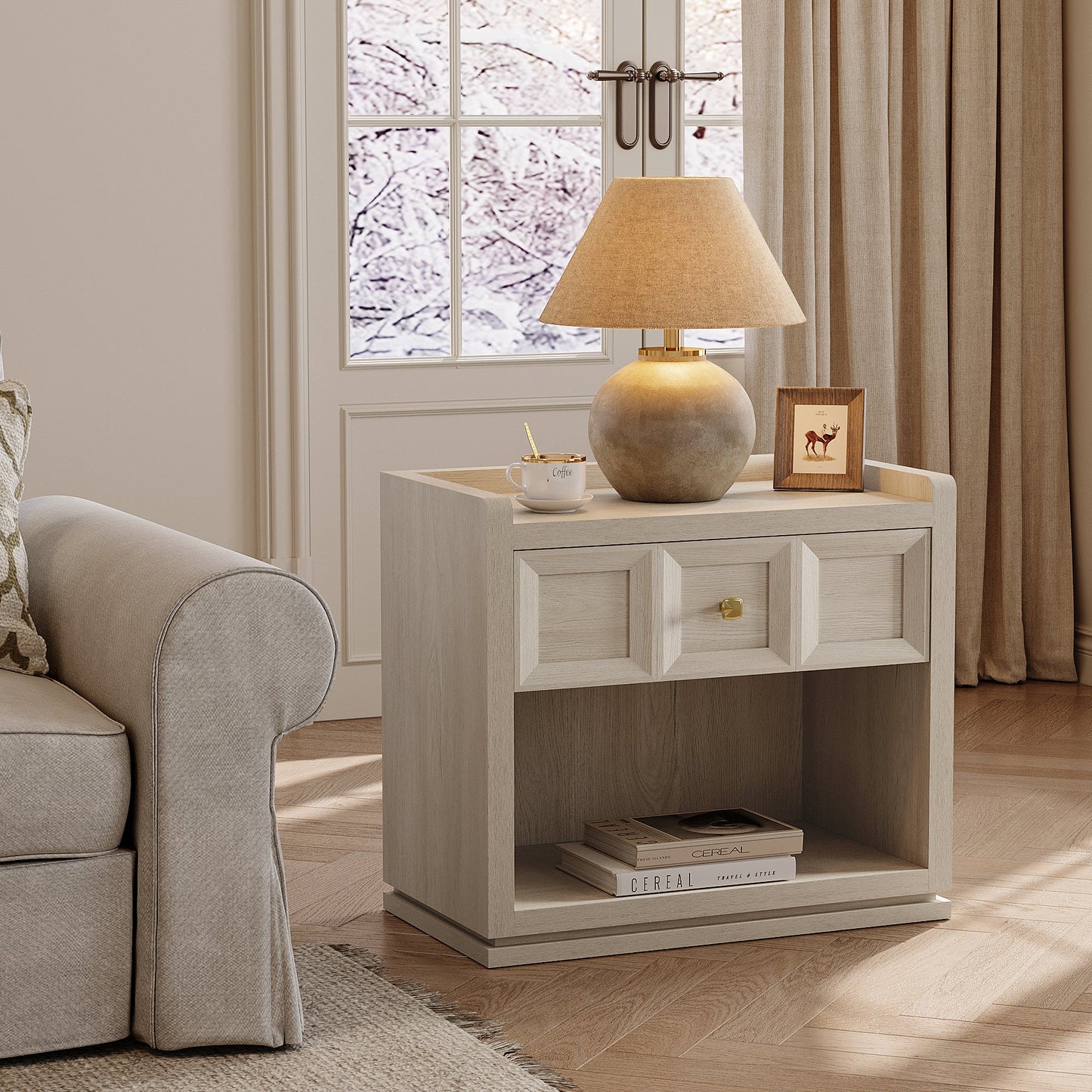 Table de chevet Helio, 26 pouces de large 