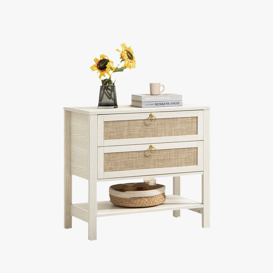 Table de chevet blanche Terra, hauteur 25,6 pouces 