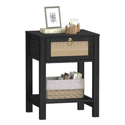 Table de chevet en rotin noir Terra 