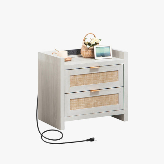 Table de chevet blanche Savanna avec tiroirs 