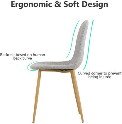Chaises de salle à manger en tissu gris 4 pièces 