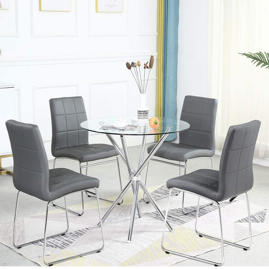 Ensemble de table à manger 5 pièces : table ronde avec 4 chaises de bureau