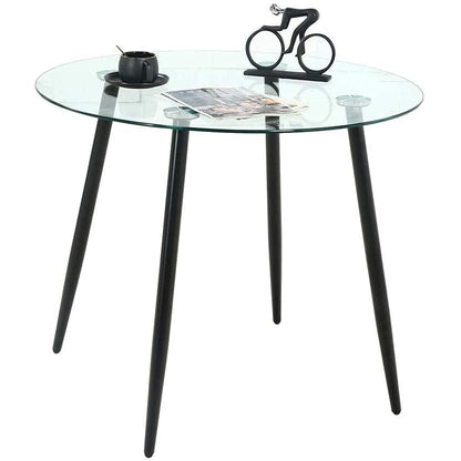 Table à manger ronde avec plateau en verre de 35 po