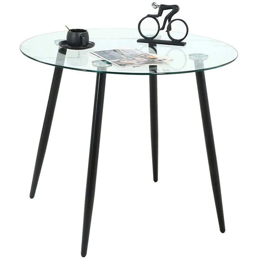 Table à manger ronde avec plateau en verre de 35 po