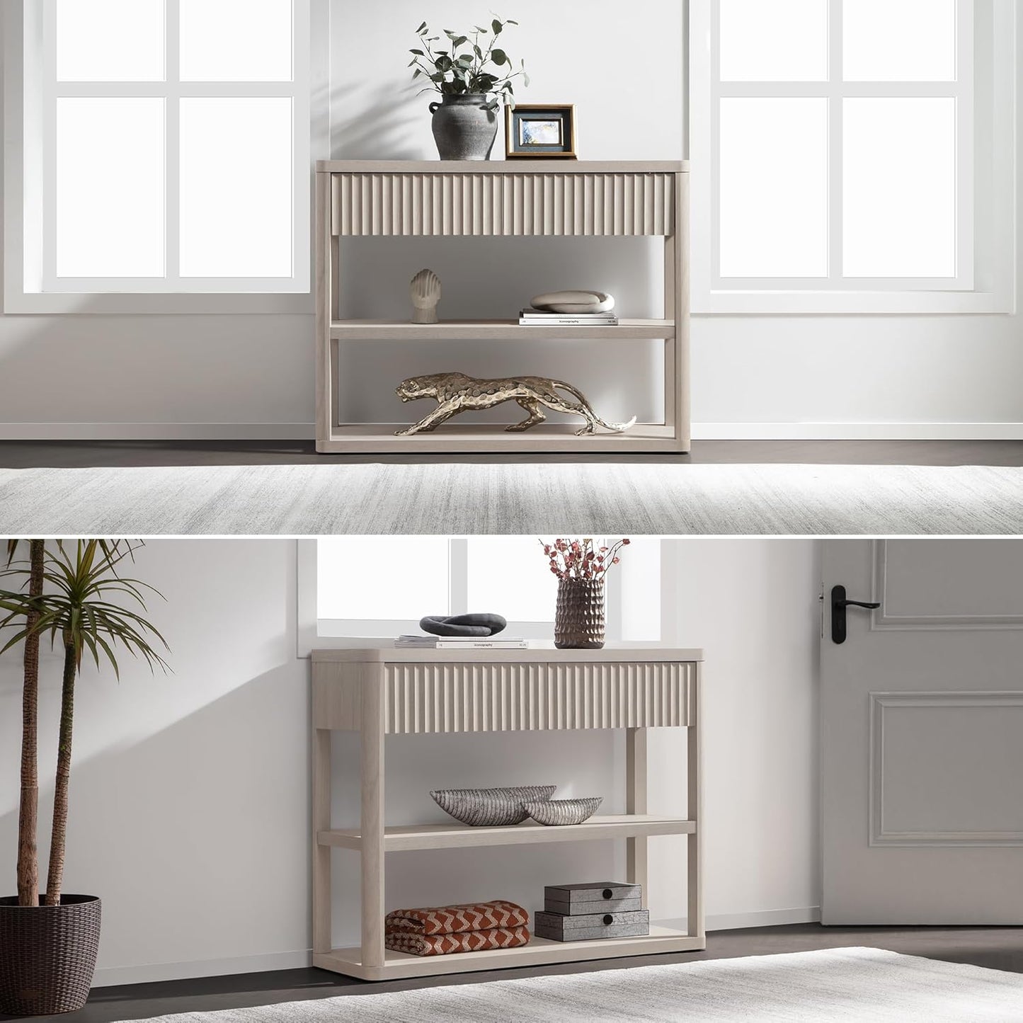 Console étroite Cas avec tiroirs