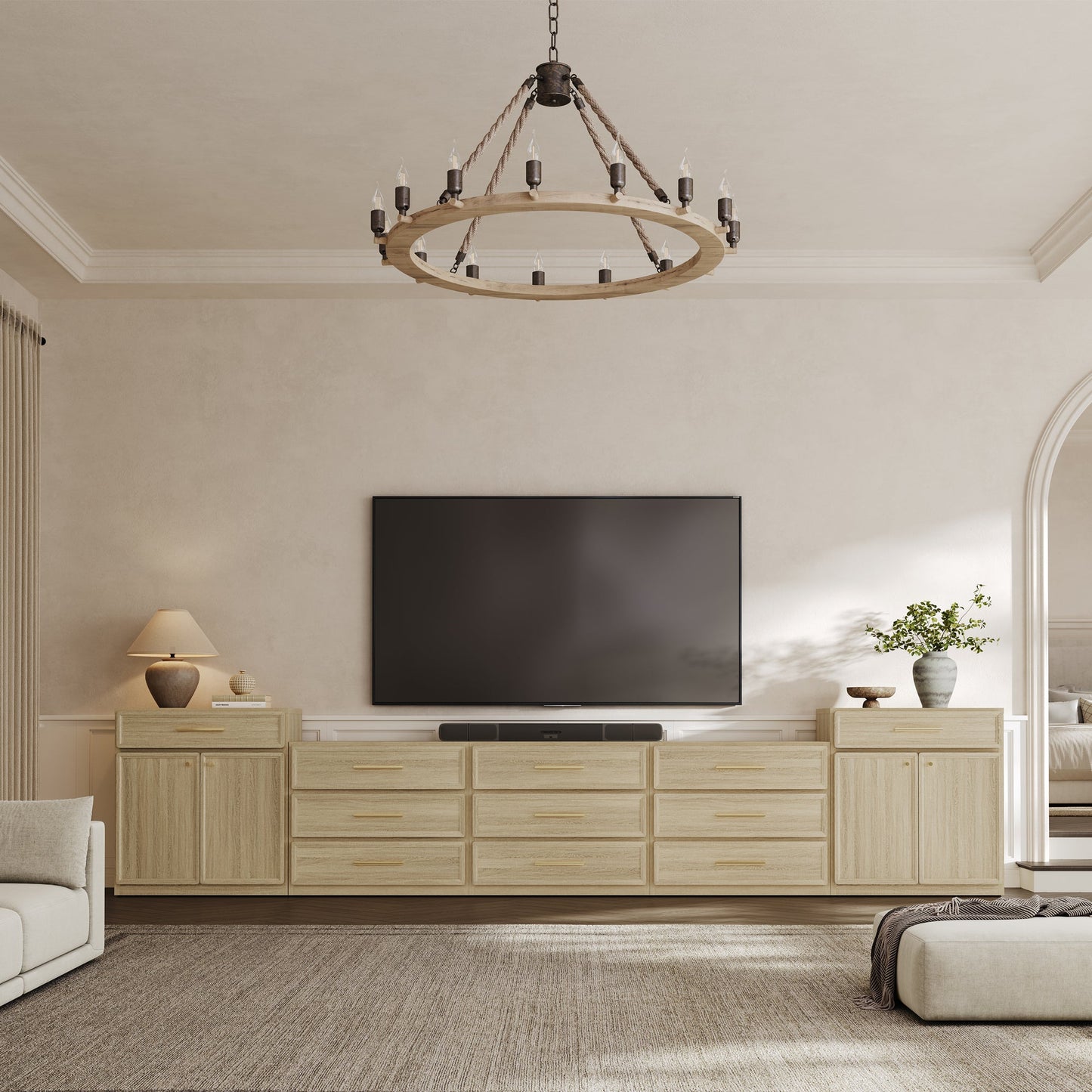 Table de chevet Crescent, 3 tiroirs 