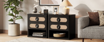 Table de chevet noire avec tiroir, 24 pouces