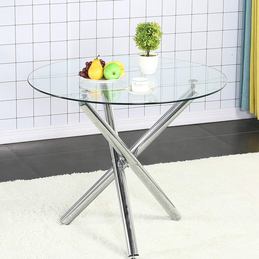Table à manger avec plateau en verre 