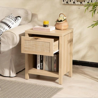 Table de chevet en rotin de style bohème