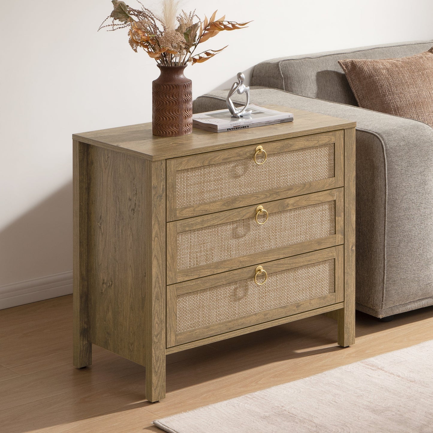 Table de chevet Terra, 3 tiroirs 
